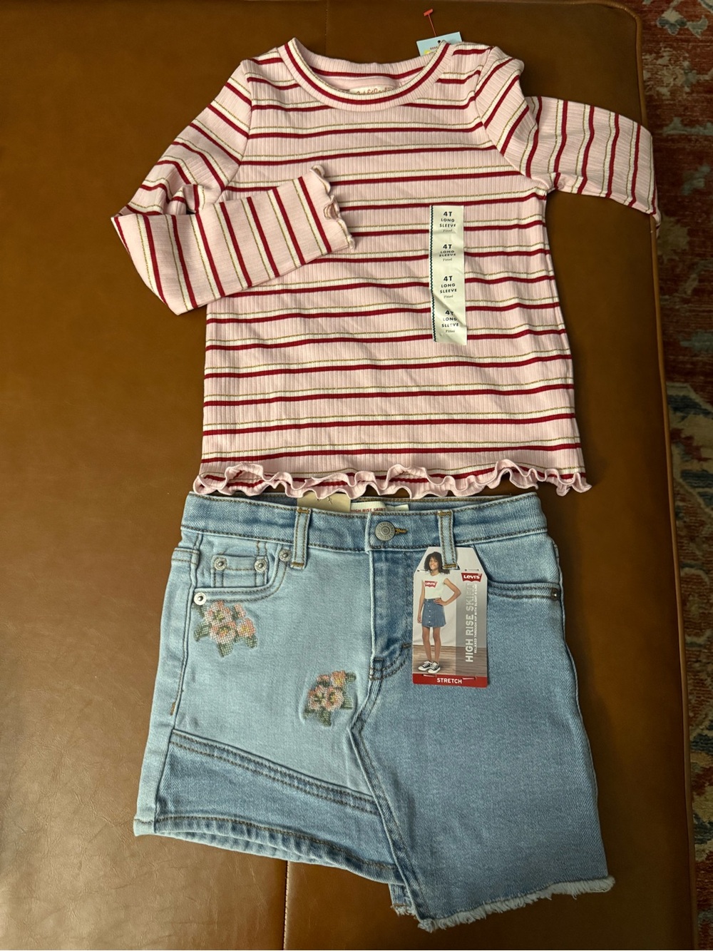 Toddler Girls Two Pieces NWT- 4T Cat Jack Top, Levi’s Asymmetrical Skirt Size 4